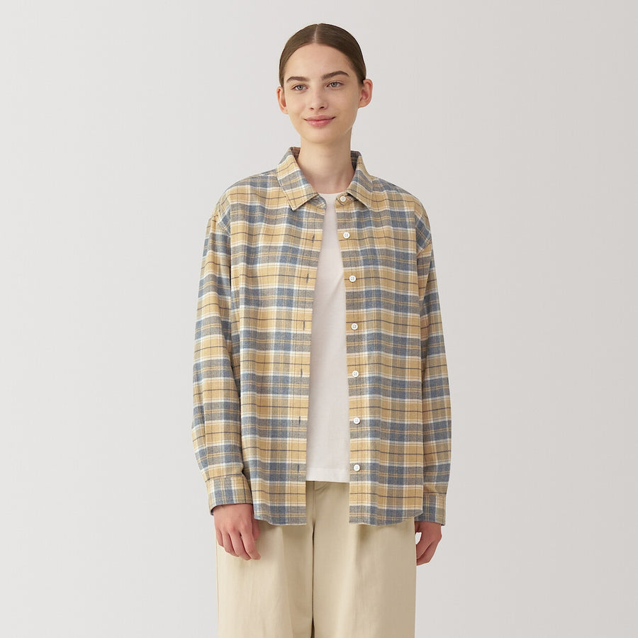 W's Dbl-brushed flannel regular collar LS shirtOff WhiteXS