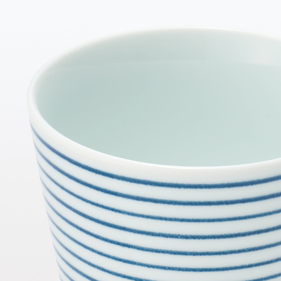 Hasami ware Noodle soup cup - Horizontal Stripes