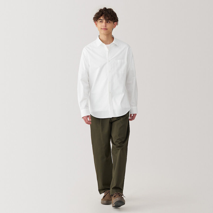 M's Washed broadcloth L/S shirt WhiteXS