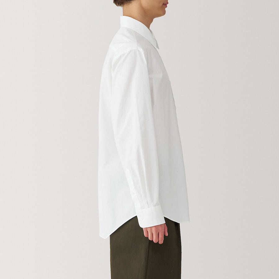 M's Washed broadcloth L/S shirt WhiteXS