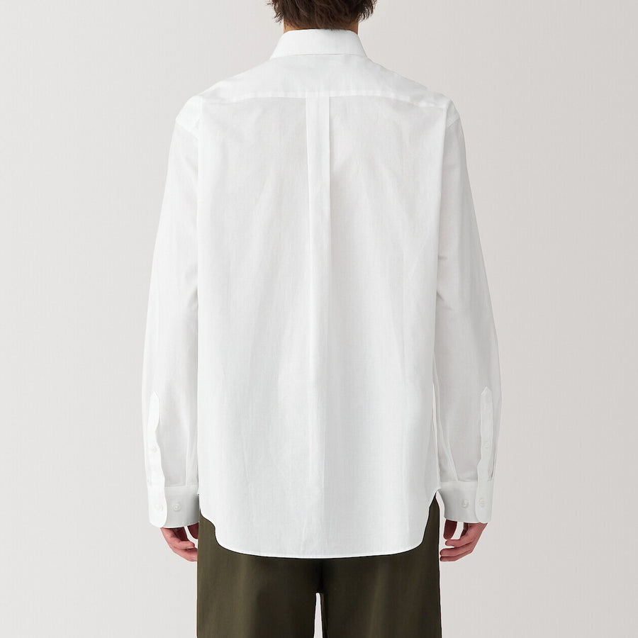 M's Washed broadcloth L/S shirt WhiteXS