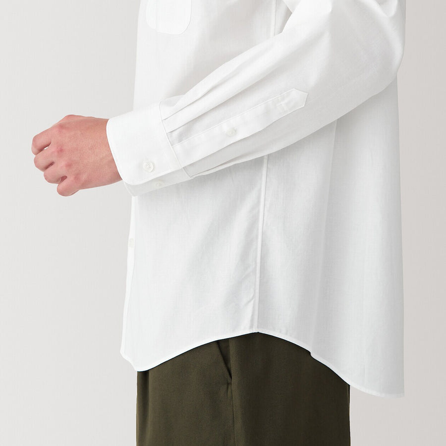 M's Washed broadcloth L/S shirt WhiteXS