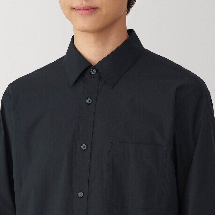 M's Washed broadcloth L/S shirt WhiteXS