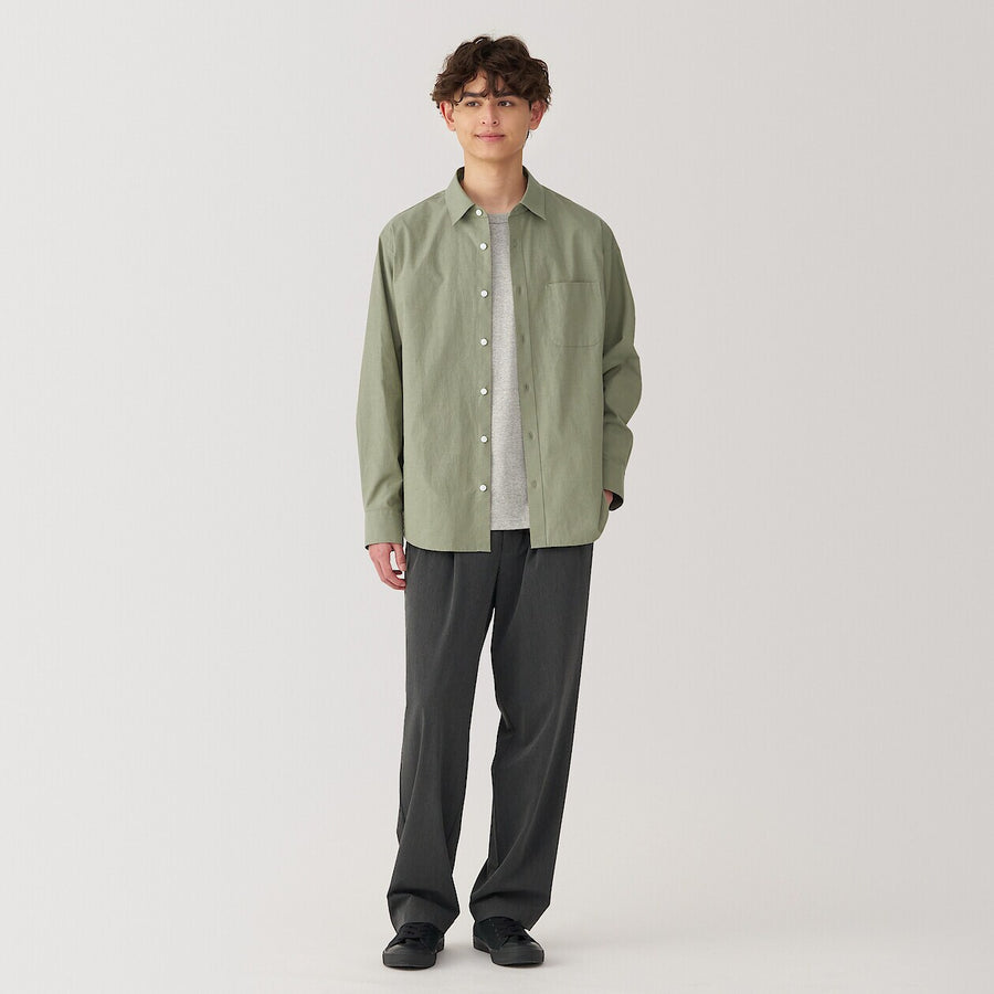 M's Washed broadcloth L/S shirt WhiteXS