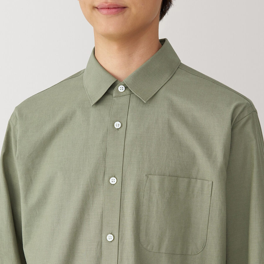 M's Washed broadcloth L/S shirt WhiteXS