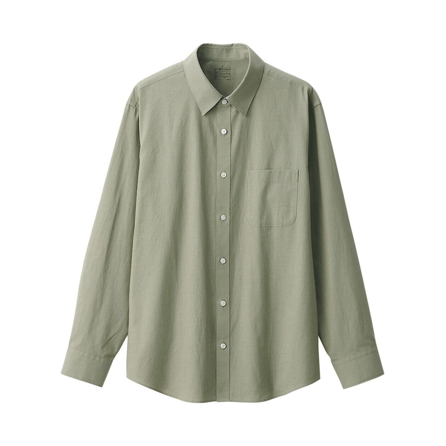 M's Washed broadcloth L/S shirt WhiteXS