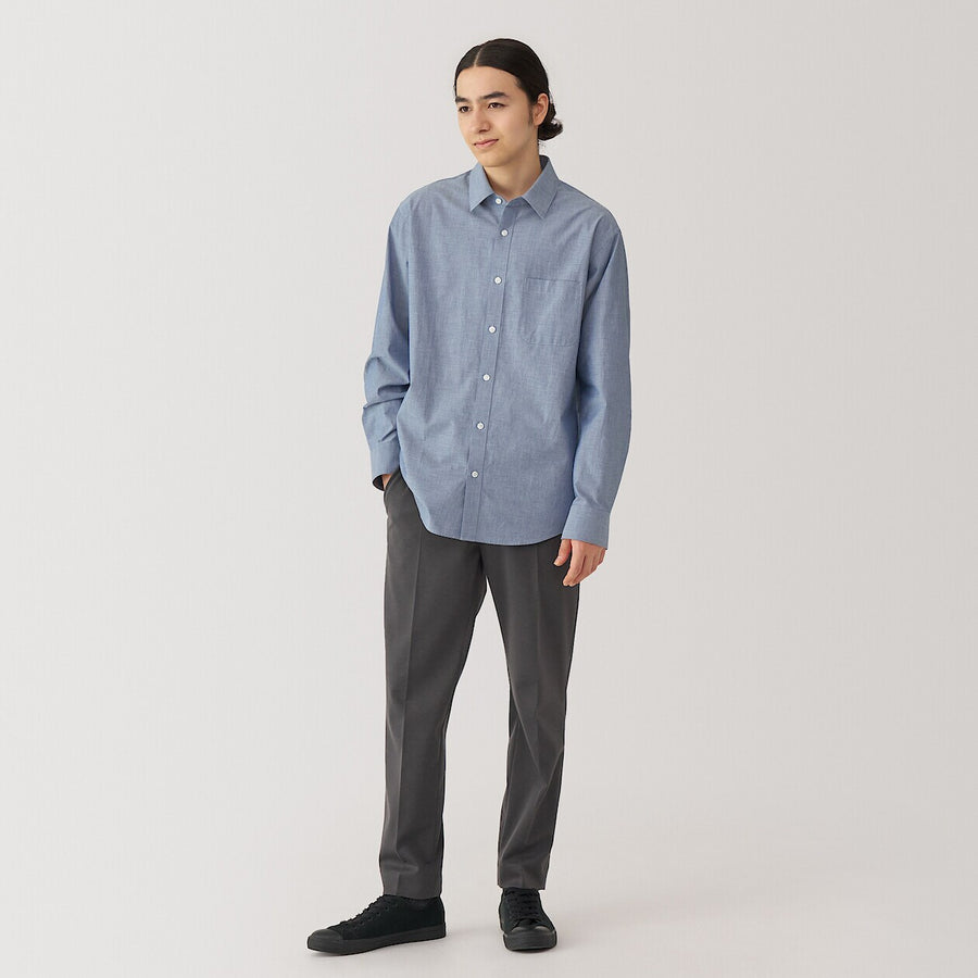 M's Washed broadcloth L/S shirt WhiteXS