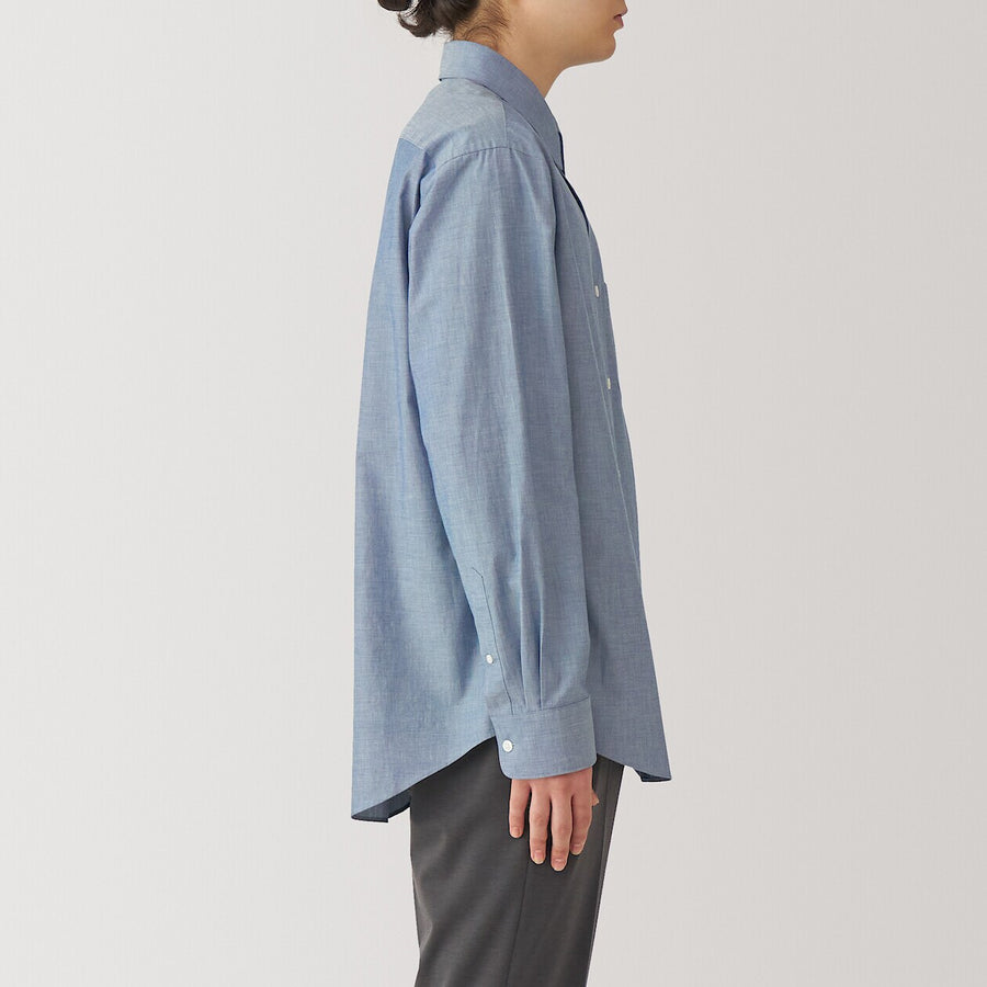 M's Washed broadcloth L/S shirt WhiteXS