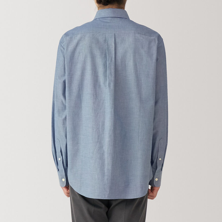 M's Washed broadcloth L/S shirt WhiteXS