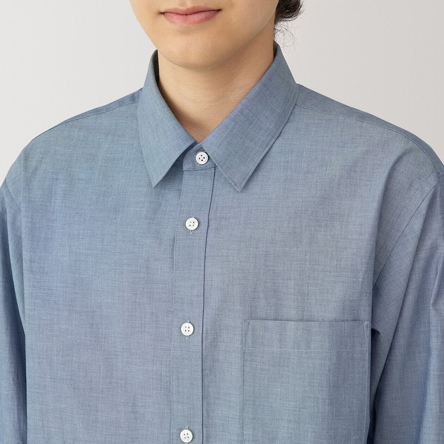 M's Washed broadcloth L/S shirt WhiteXS