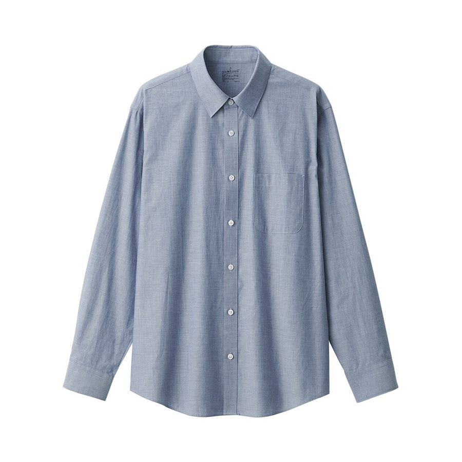 M's Washed broadcloth L/S shirt WhiteXS