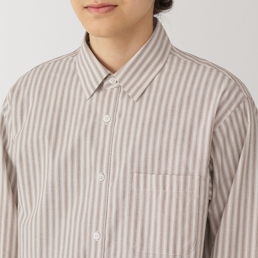 M's Washed broadcloth L/S shirt WhiteXS