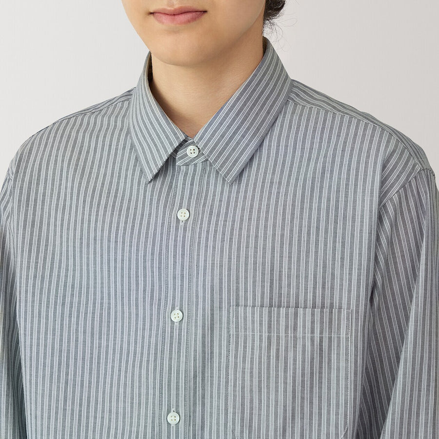 M's Washed broadcloth L/S shirt WhiteXS