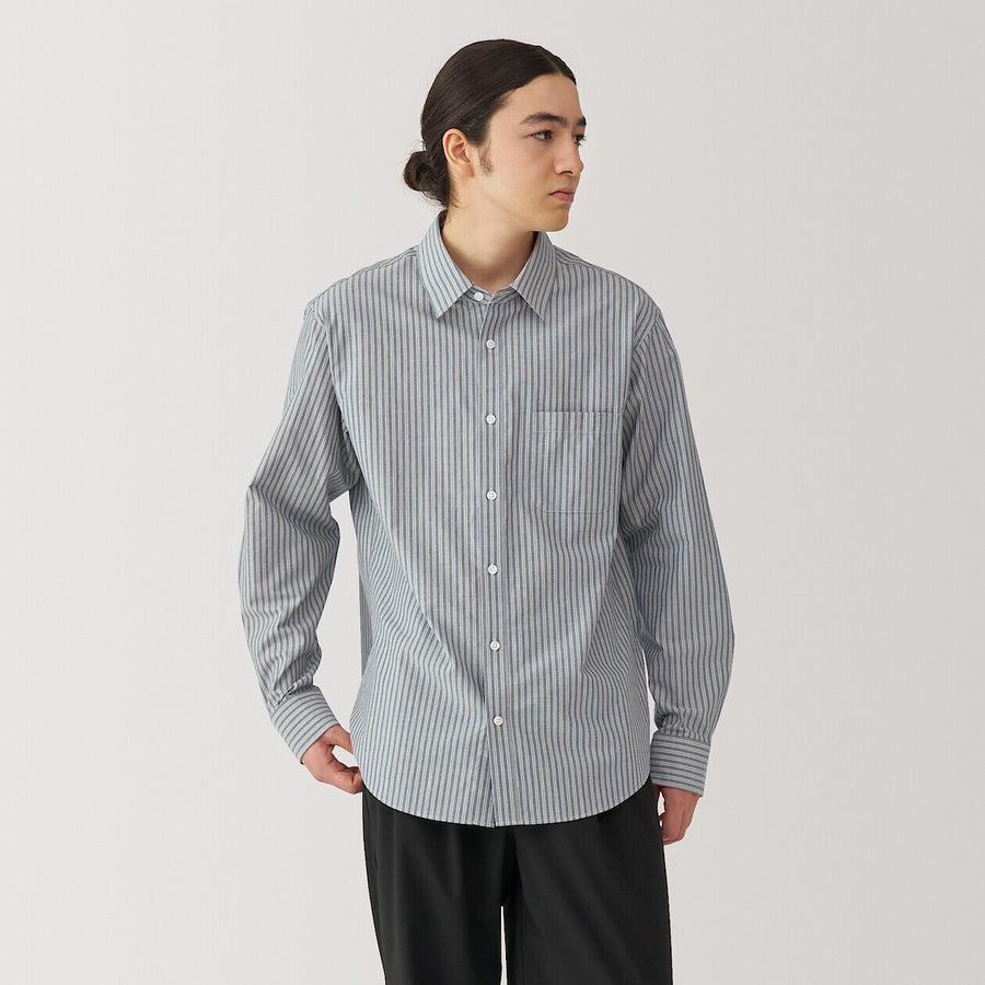 M's Washed broadcloth L/S shirt WhiteXS