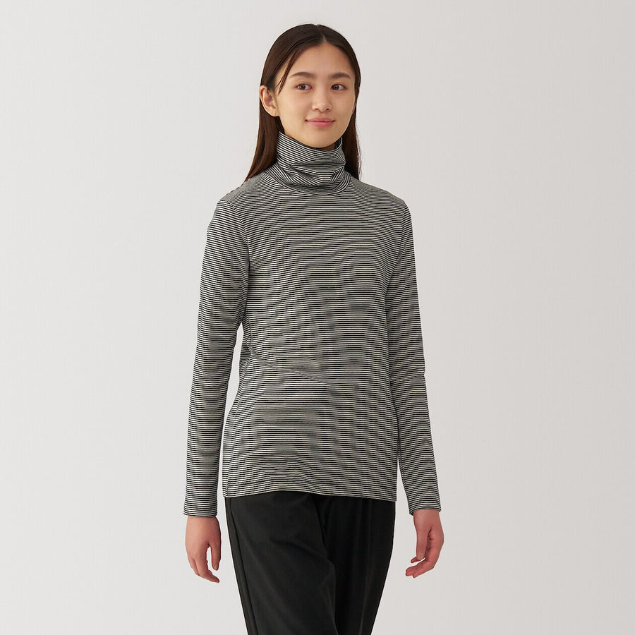 W's Brushed ribbed Turtle neck L/S T-shirtBlackXS