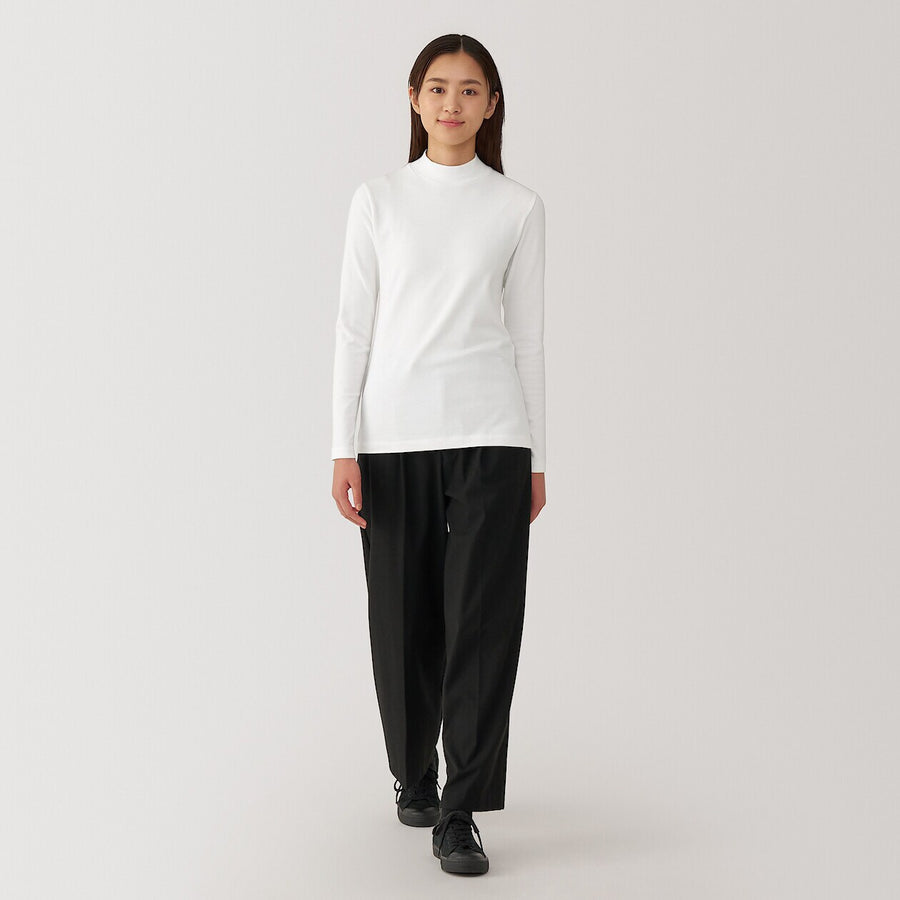 W's Brushed ribbed High neck L/S T-shirtBlackXS