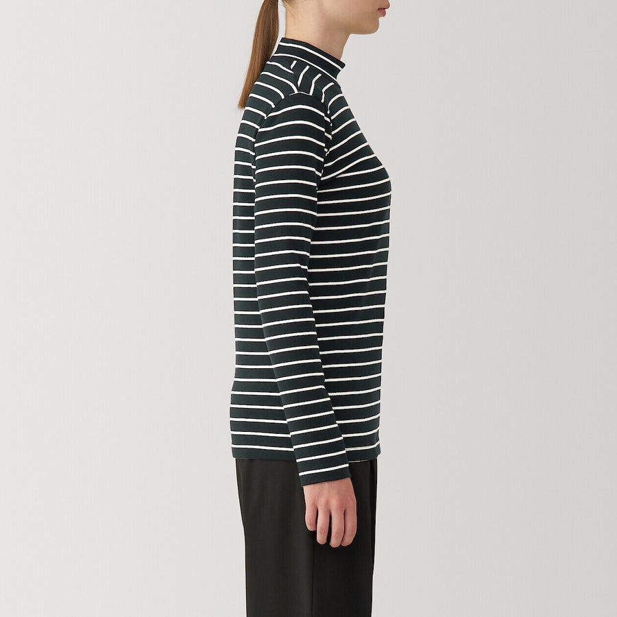 W's Brushed ribbed High neck L/S T-shirtBlackXS