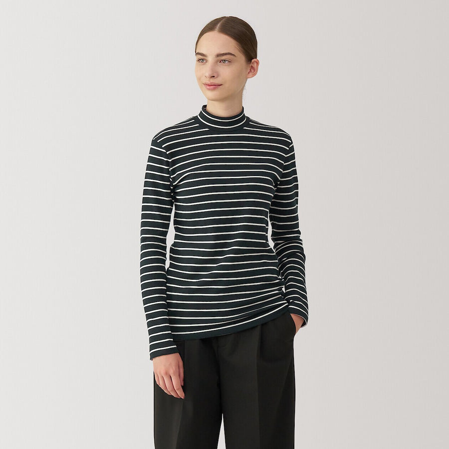 W's Brushed ribbed High neck L/S T-shirtBlackXS