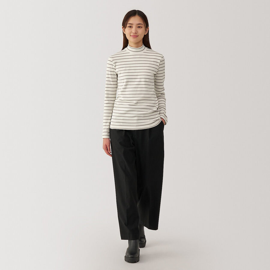 W's Brushed ribbed High neck L/S T-shirtBlackXS