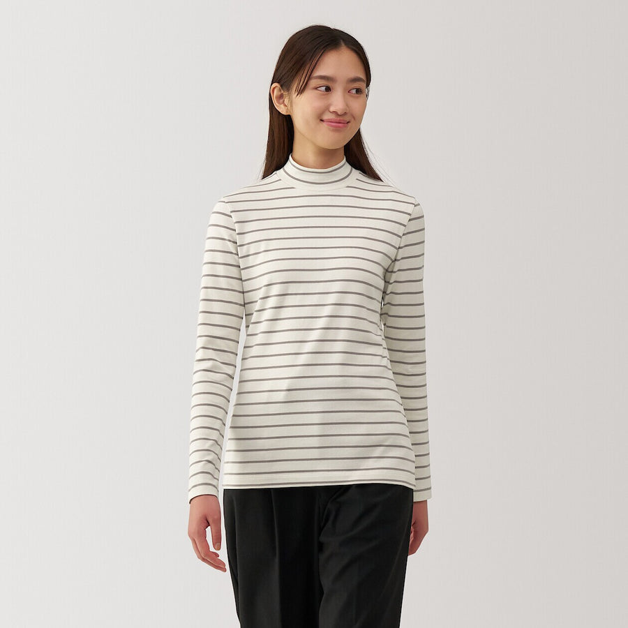 W's Brushed ribbed High neck L/S T-shirtBlackXS