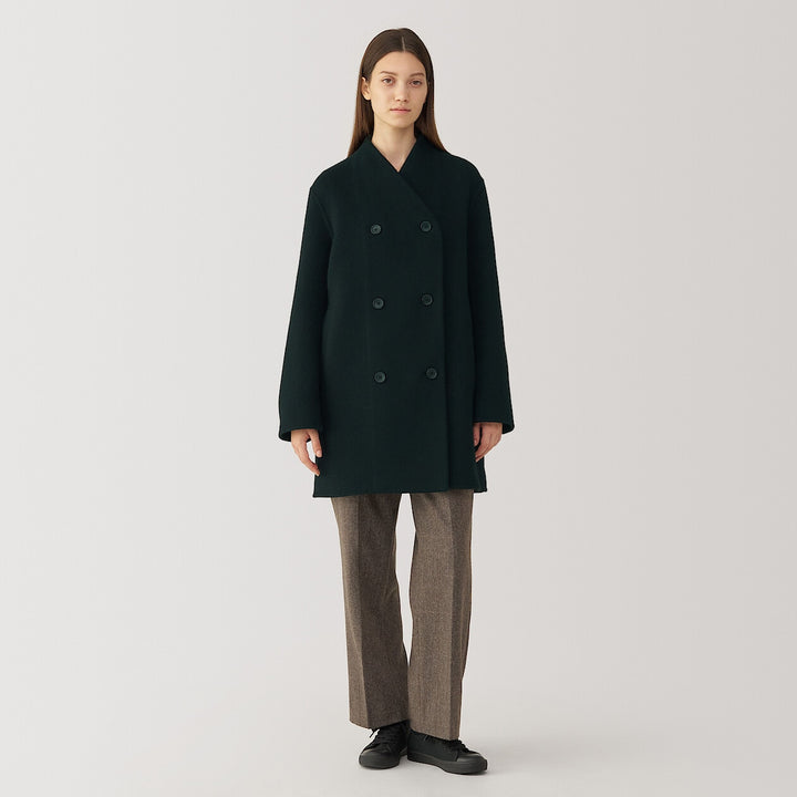 Women's cashmere blended collarless coat Light greyS