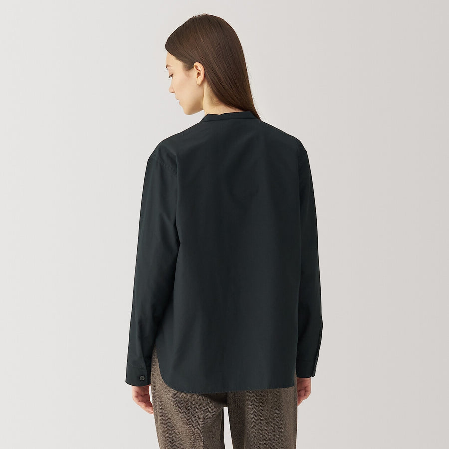 Women's silk blendeded open collar shirt White S