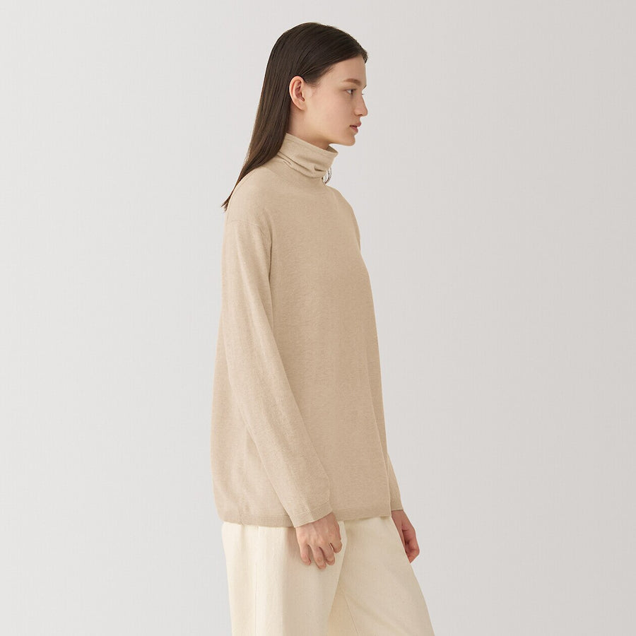 W's natural color cashmere turtleneck sweaterBeigeS