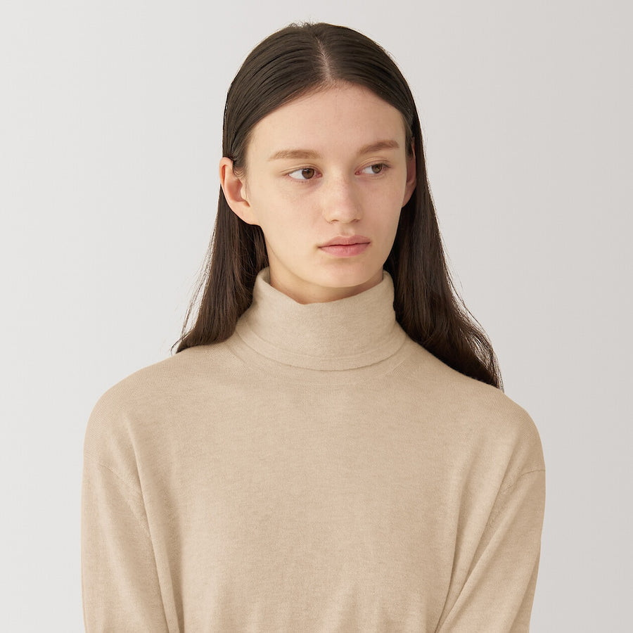 W's natural color cashmere turtleneck sweaterBeigeS