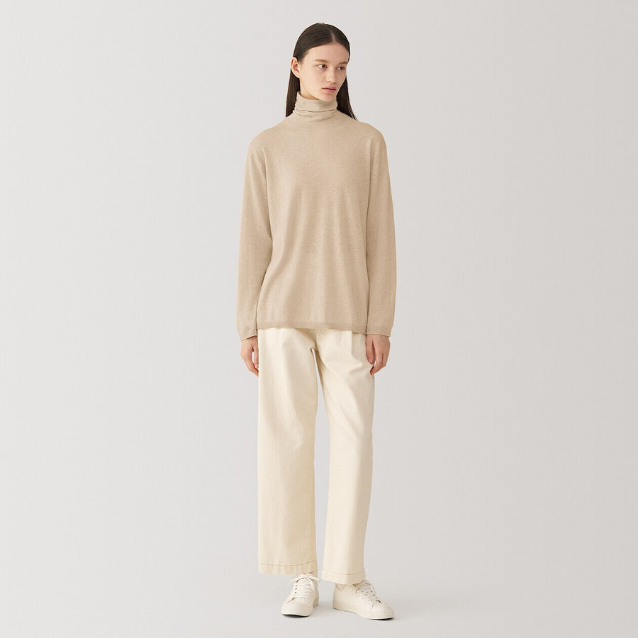W's natural color cashmere turtleneck sweaterBeigeS