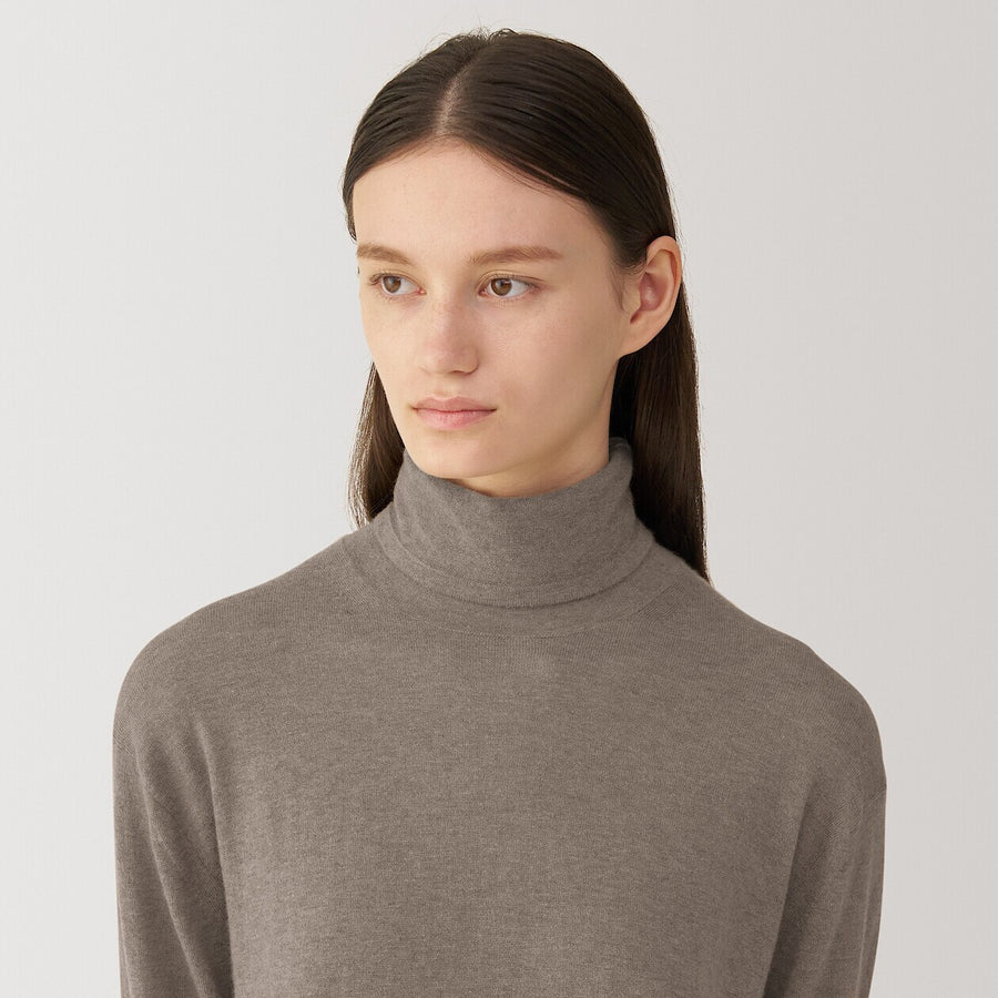 W's natural color cashmere turtleneck sweaterBeigeS