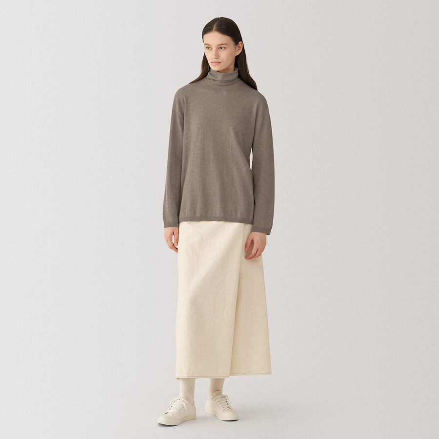 W's natural color cashmere turtleneck sweaterBeigeS