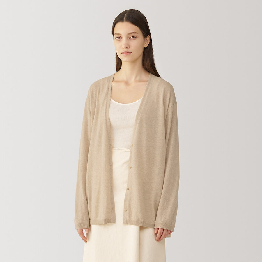 W's natural color cashmere cardigan BeigeS