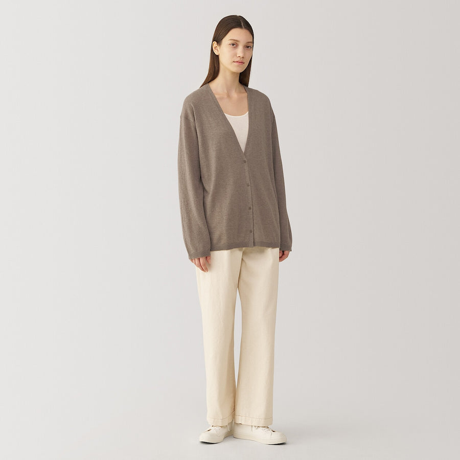 W's natural color cashmere cardigan BeigeS
