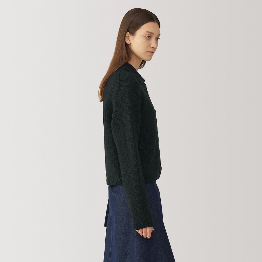 Women's wool low gauge  collared cardiganOff WhiteS