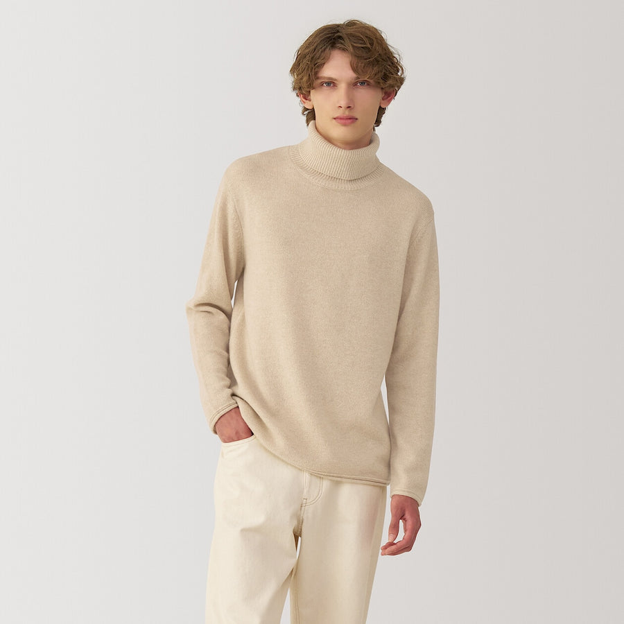M's natural color cashmere crew neck sweater BeigeS