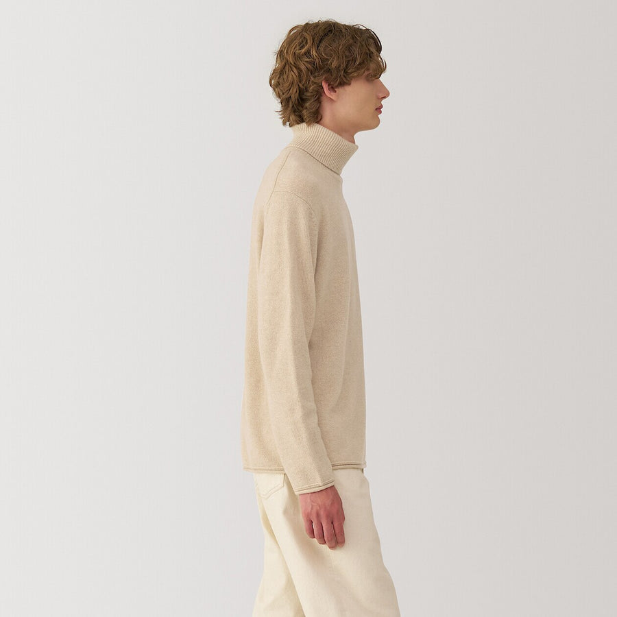 M's natural color cashmere crew neck sweater BeigeS