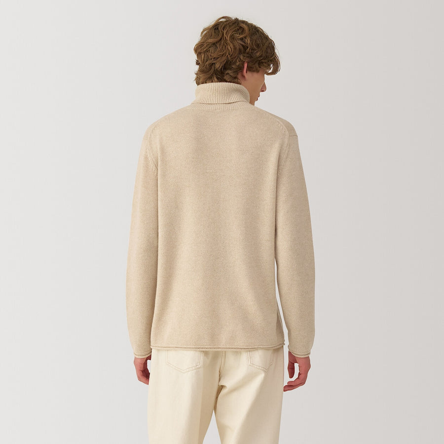 M's natural color cashmere crew neck sweater BeigeS