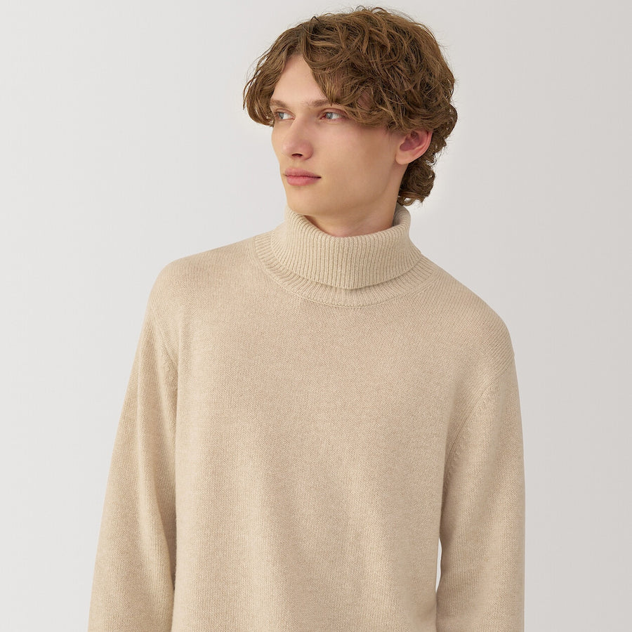 M's natural color cashmere crew neck sweater BeigeS