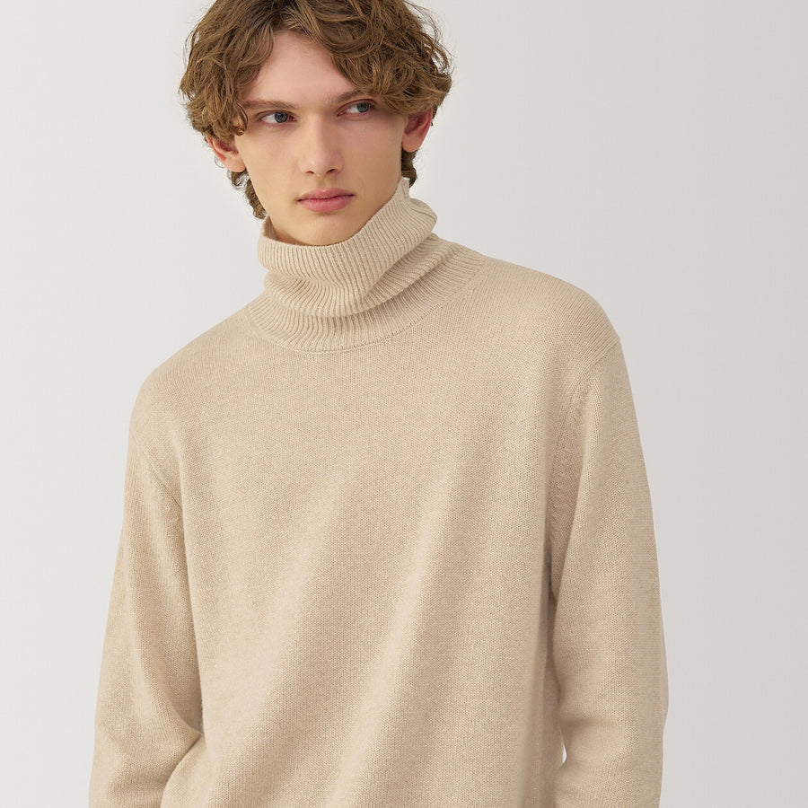 M's natural color cashmere crew neck sweater BeigeS