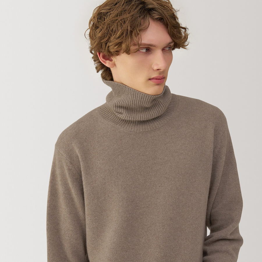 M's natural color cashmere crew neck sweater BeigeS