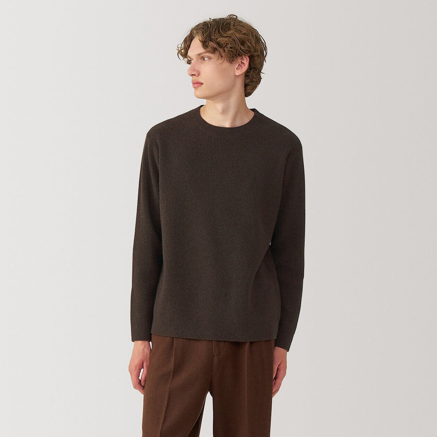 M's yak crew neck sweater Dark BrownS