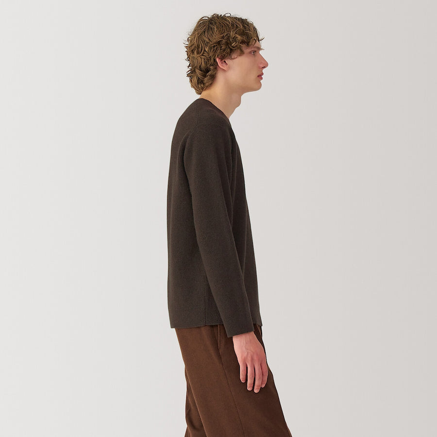 M's yak crew neck sweater Dark BrownS