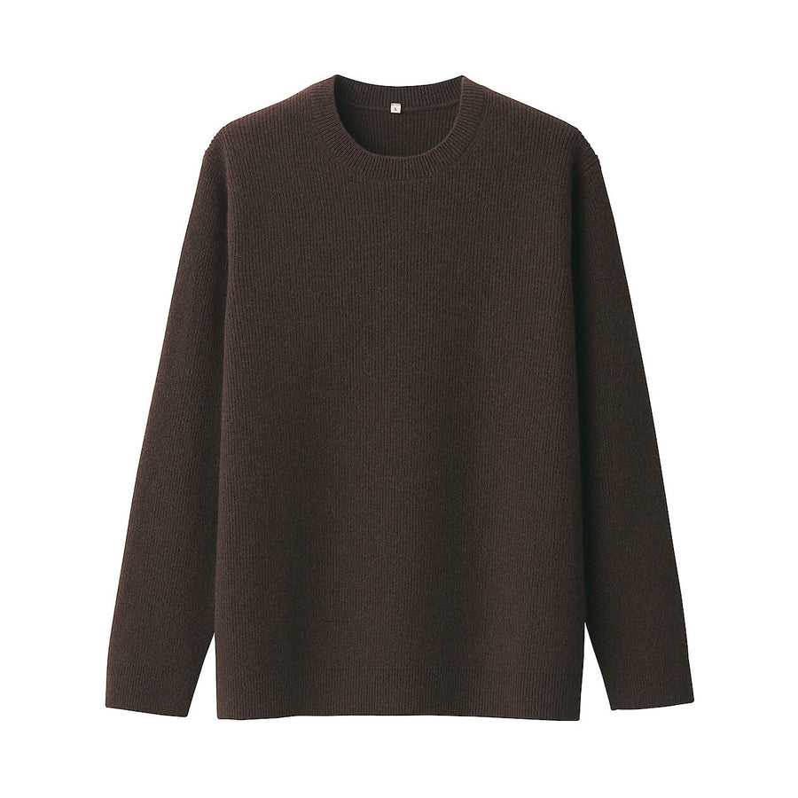 M's yak crew neck sweater Dark BrownS