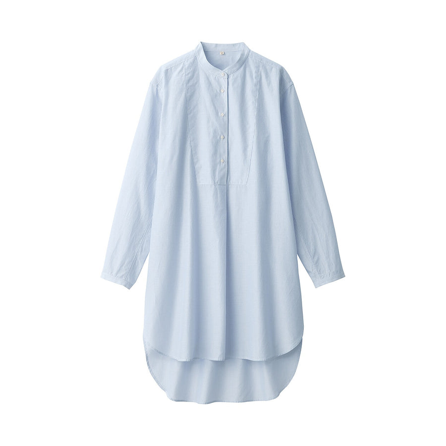 Women's silk blended long shirt Light grey Stripe S