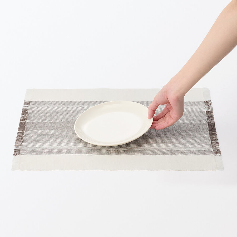 Rib weave Indian cotton Place mat / Fringes
