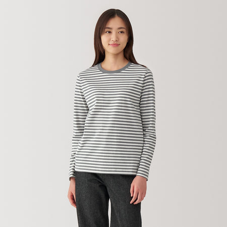 Stripe Jersey Crewneck Long Sleeve T-Shirt