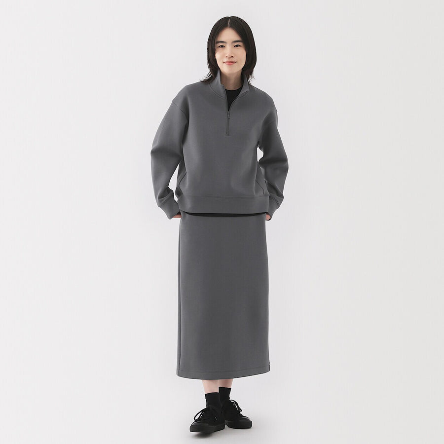W's Double knitted straight skirt Charcoal greyXS