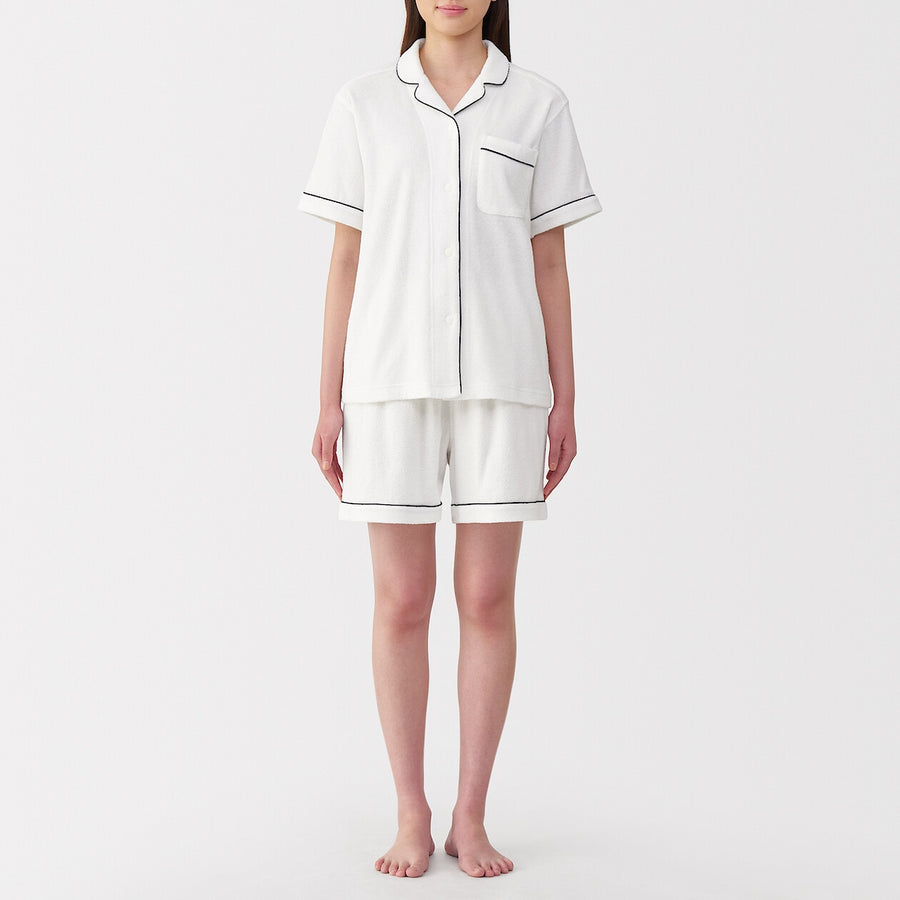 W's Side seamless wearable pile towel S/S pajamasOff WhiteXS