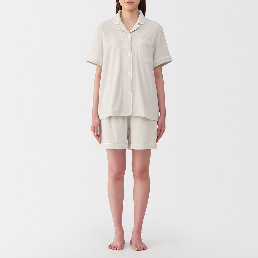 W's Side seamless wearable pile towel S/S pajamasOff WhiteXS