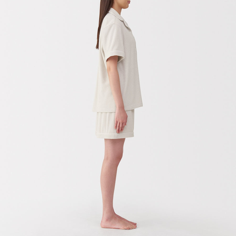 W's Side seamless wearable pile towel S/S pajamasOff WhiteXS